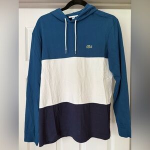 Lacoste Blue and White Colorblock Sweatshirt